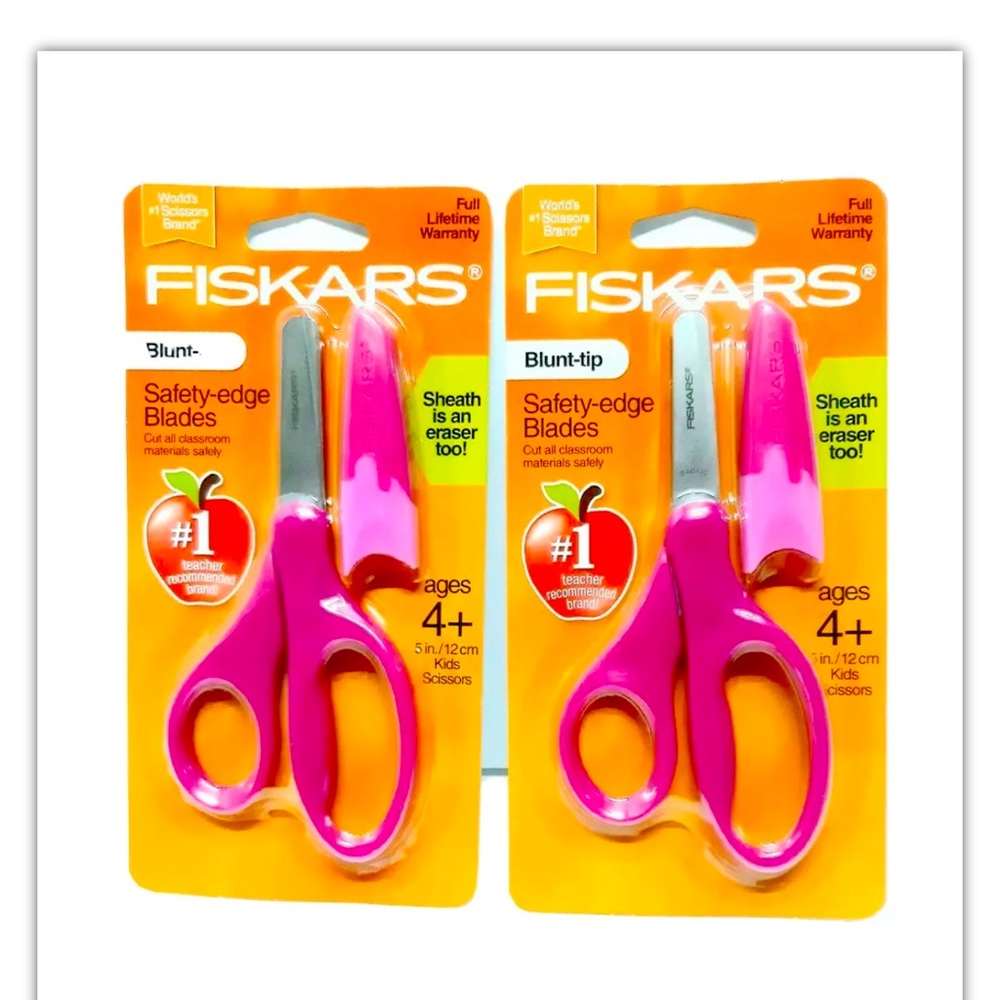 Fiskars +4 Ages Safety Blunt-tip Edge Blade Scissors with Sheath Eraser 2-pc